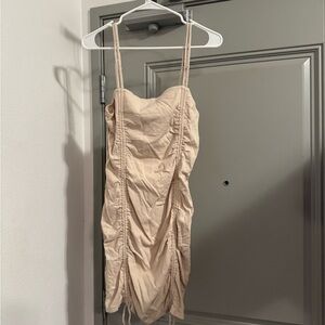 Wild Fable Light Tan Ruched Mini Dress